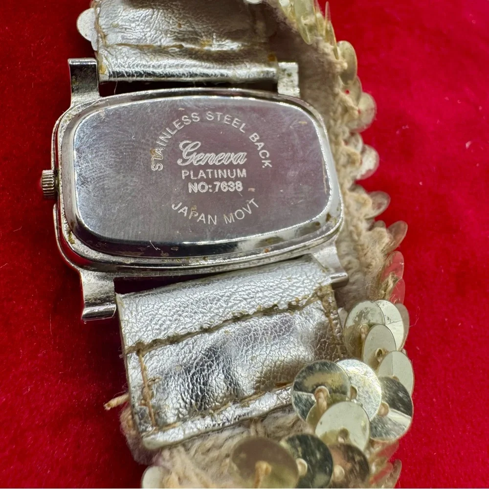 Geneva Platinum Silver Sequin‎ Watch